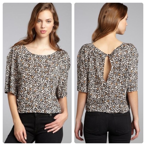 Marc Jacobs Short Sleeve Top Black & Tan Classy Top Paisley Sz Small - Picture 1 of 11